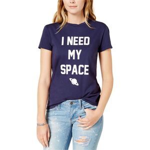 Dream Scene Womens I Need My Space Graphic T-Shirt, Blue, NWT